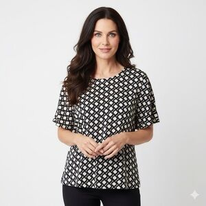 'S Max Mara 100% Silk Geometric Top US 12